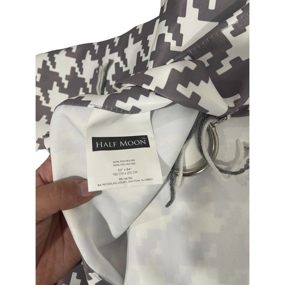 HALF Moon Curtain Panels Houndstooth Room Darkening Window Panel 52”x 84 8 Panel - Picture 2 of 5